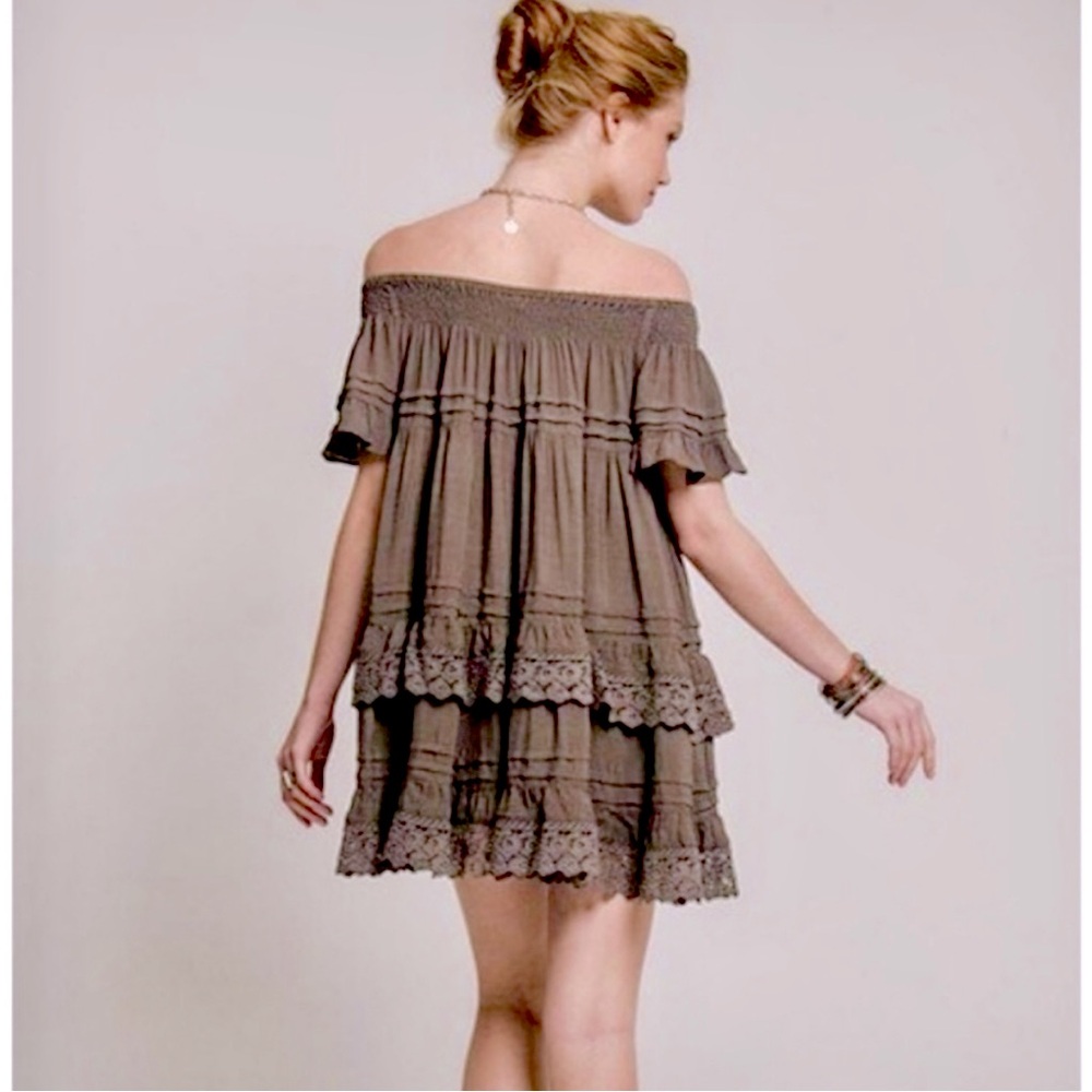 Muche Et Muchette Esmeralda Off The Shoulder Swing Mini Dress #D4 - Picture 4 of 10